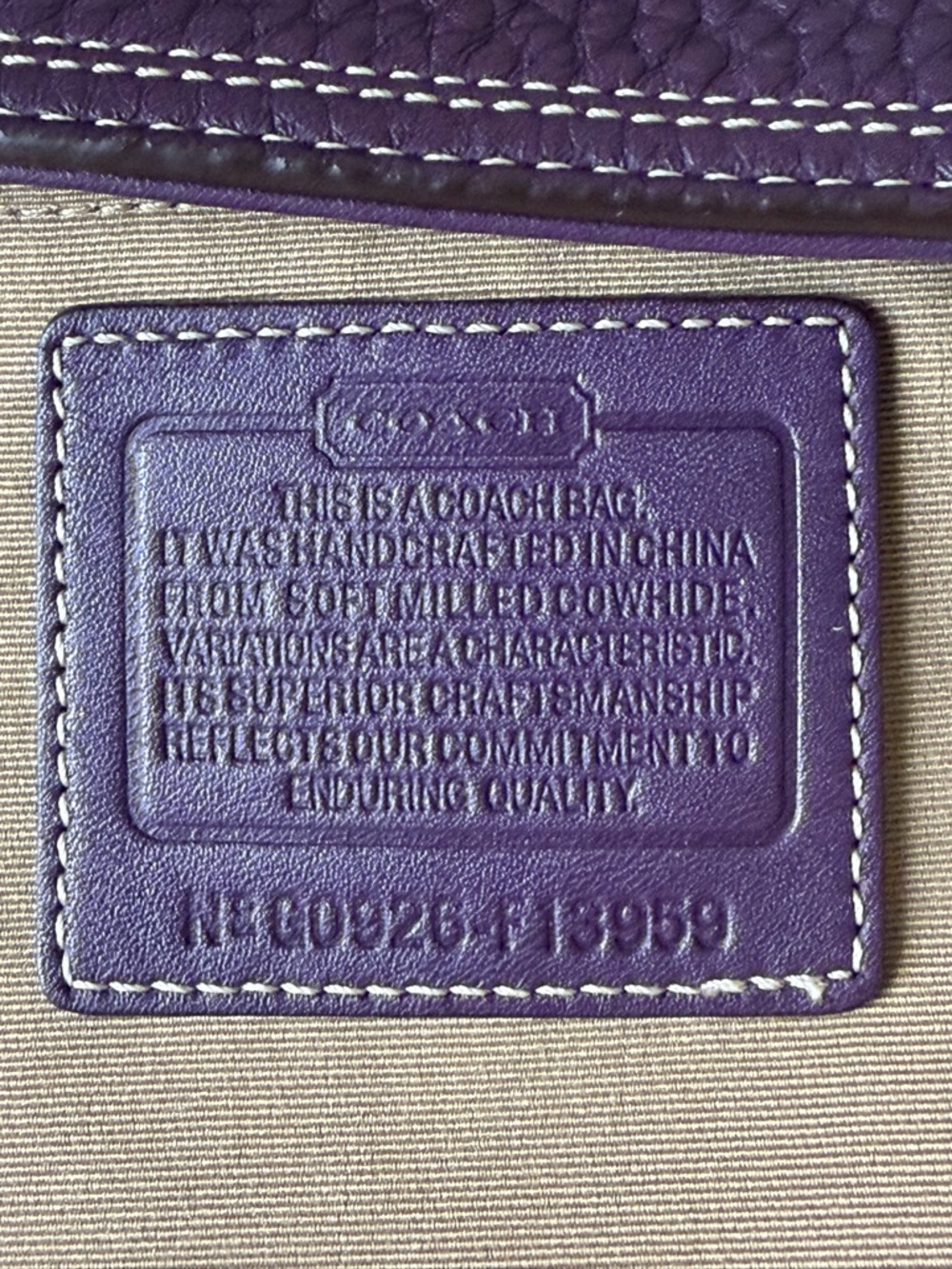 Coach Purple Hampton Y2k Pebbled Leather Tote Bag - Picture 2 of 14